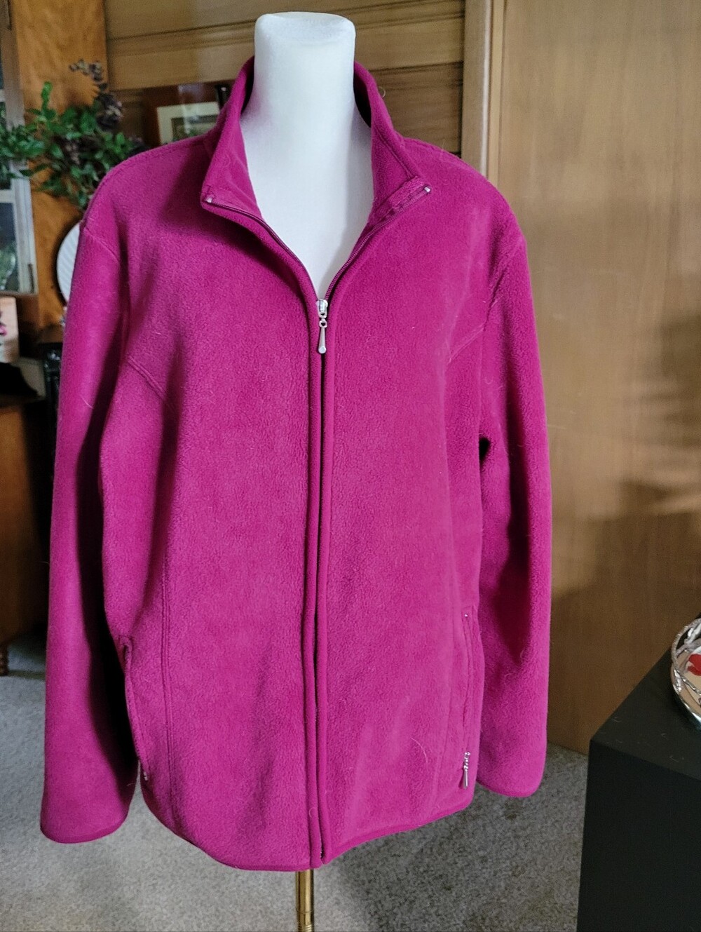 Karen Scott Women’s Full‑Zip Fleece Jacket - Magenta